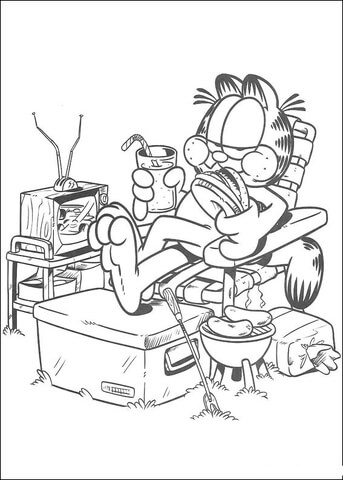 Lazy Garfield  Coloring Page